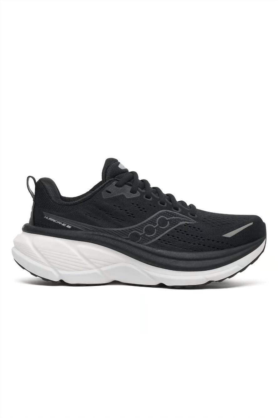 NEW SAUCONY women's hurricane 25 wide shoes in black/white